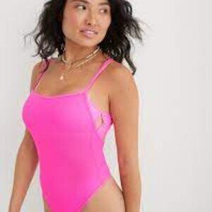 Aerie Smoothez Mesh Bodysuit in Pink Fusion - NWT's